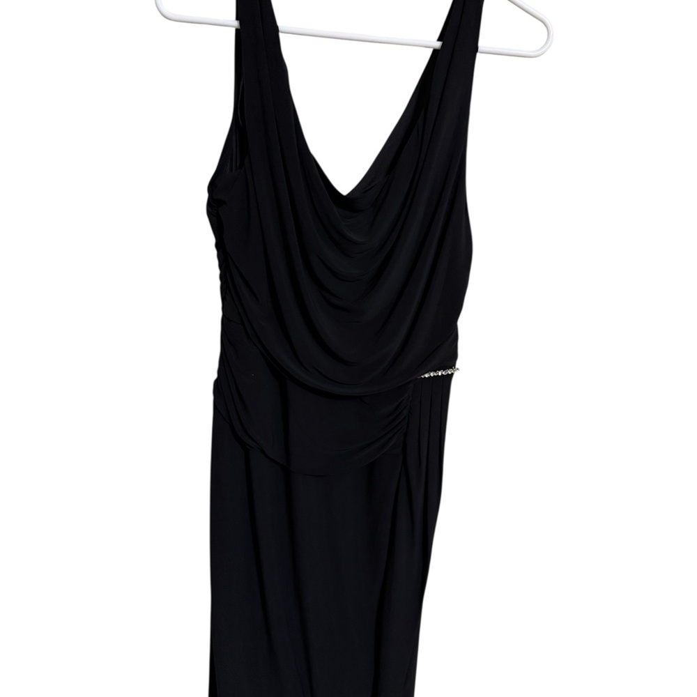 O74 S.L. Fashions Elegant Black Midi Dress